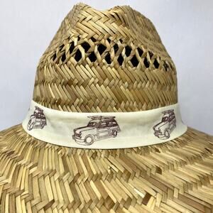 Straw Panama Hat WOODIE Vintage Surf StationWagon Woven WOODY